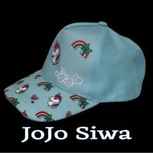 NWOT JoJo Siwa Nickelodeon Baseball Hat, Unicorns/Hearts/Rainbows and Bows, Blue